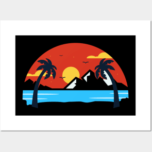 Sunset island Posters and Art